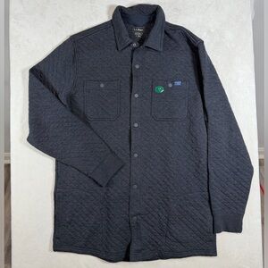 NWT L.L. Bean Large Tall Men's Dark Gray Quilted Button Down Sweater Shirt